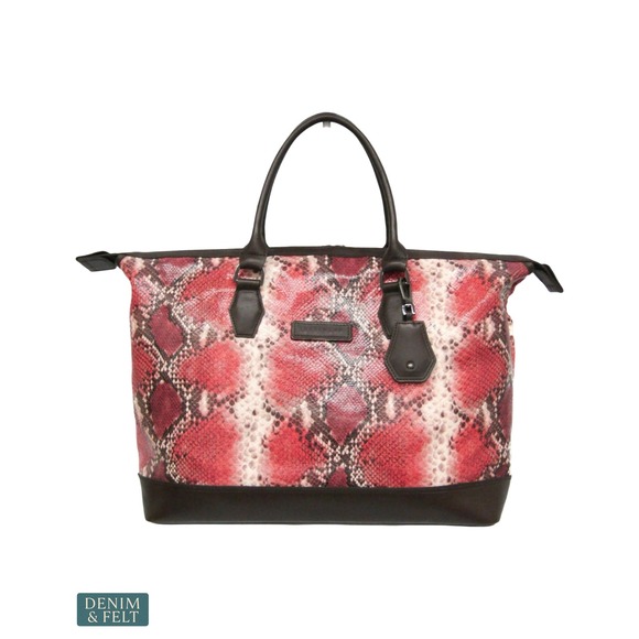 Longchamp Handbags - Longchamp Rare Red Python Print Large Tote Bag Travel Weekender Shopper Purse
